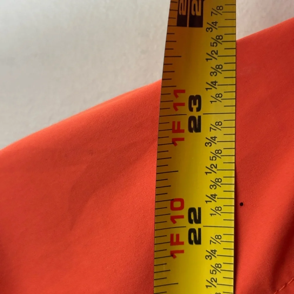 Chico's Anorak Jacket 3/4 Zip Orange Hidden Hood Medium Travel Packable Wind